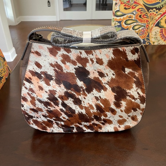 TONY LAMA Women's Cowhide Hobo Leather Accents Concealed Carry NWT Brown Multi - Picture 13 of 14